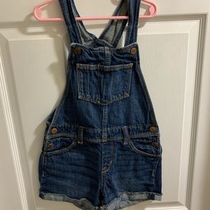 Girls overall denim shorts
